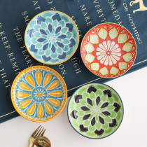 Bohemian spittle disk small dish dip dish household seasoning dish bowl jewelry small dish ceramic trash dish