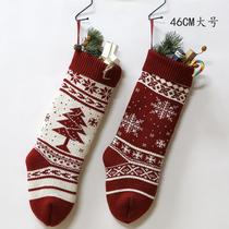 New Hanging Hairy Snow Flower Christmas Tree Gift Bag Decorated Socks Christmas Socks Wholesale