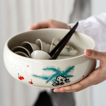 Japanese ash tea wash large Japanese household ceramic water bowl Jianshui Zen Kung Fu tea tea ceremony accessories