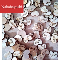 Log love LOVE patch button peach heart decorative wood button Childrens handmade patchwork sticker accessories buckle