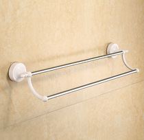 Manufacturer suction cup double rod towel rack bathroom pendant double rod suction cup towel rack white
