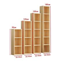 Full solid wood bookshelf floor small bookcase log pine student childrens shelf side corner narrow slit unit lattice cabinet