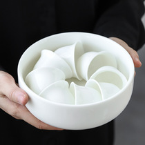 Dehua white porcelain tea set Large tea wash ceramic cup Wash water wash Kung Fu tea set Dry bubble accessories Household water kettle Jianshui