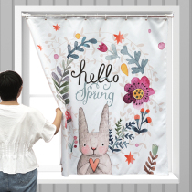 Small curtains non-perforated installation blackout artifact-free installation telescopic pole balcony kitchen half curtain toilet blocking bathroom