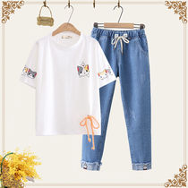 2020 summer dress 13 years old girl child 14 summer 12 junior high school students short sleeve clothes pants 15 casual set