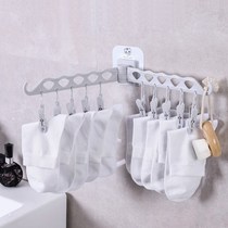 Balcony toilet no trace pasting wall hanging clip socks underwear drying rack folding rack