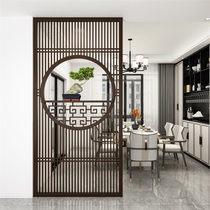 New Chinese screen partition living room entrance door household solid wood grille door door cover shelf modern simple