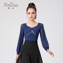 New Duo National Standard Dance Long Sleeve Jacket Ladies Adult New Modern Dance Practice Dress Mesh Latin Dance Dancing Costume