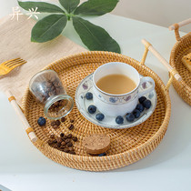 Breakfast basket Vietnamese handmade Rattan woven fruit plate fruit basket bread basket household snack tray Japanese bamboo basket