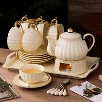 Fruit teapot teacup set simple heating ceramic glass candle British afternoon flower tea set wedding gift