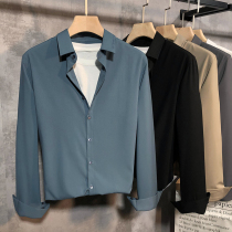 Mens shirt mens long sleeve winter Korean slim business high-end velvet thickened warm high-grade shirt mens clothing