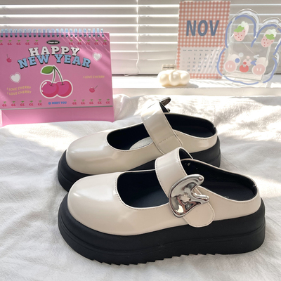 taobao agent ITIM Baotou semi -slippers Women wear the spring of 2023 new one -foot lazy single shoes half -hold thick bottom Mueller shoes