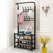 Foyer coat rack Floor hanger hanging bag rack Wrought iron bedroom entrance rental house Multi-function hanger Shoe rack one