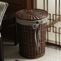  Storage basket Dirty clothes basket rattan dirty clothes storage basket with lid Dirty clothes basket Sundries storage frame wicker basket