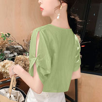 Summer chiffon shirt ladies 2020 new foreign style super fairy shirt very fairy short sleeve top Joker shirt