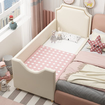 Light luxury children bed single bed girl princess soft wrapped bed side bed widen small bed with guardrail baby splicing big bed