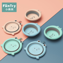 New born baby child folding washbasin parturient portable wash butt small basin can be hung home cartoon 3 Pack