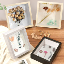 Square stereo dry flower frame permanent flower hollow photo frame frame decoration fixture solid wood frame diy frame wall