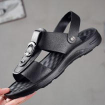 Summer men genuine leather breathable beach shoes Mens headlined Bull Leather Trends 100 Hitch Sandals Fashion Hollowed-out Leather Sandals
