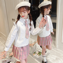 ALIC girls western style autumn Academy vest jk uniform three-piece set 2021 little girl Korean suit