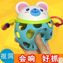 3-6-12 months baby hand grasp ball buckle hole hole hole toy baby grasp soft rubber ball ring ball 3-6-12