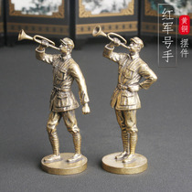 Cross-border brass Red Army soldier statue tablepiece volunteer trumpet hand sculpture handicraft patriotic theme ornament