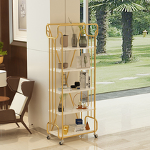 Simple and light luxury floor-to-ceiling bookshelf Modern office multi-layer display stand Living room mobile folding partition decorative shelf