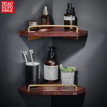 Toilet triangle shelf wall-mounted walnut solid wood corner stand-free bathroom creative ins corner frame