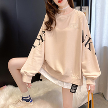 Age-reducing maternity fashion plus-size top womens loose autumn and winter coat late pregnancy fake two plus-velvet sweater