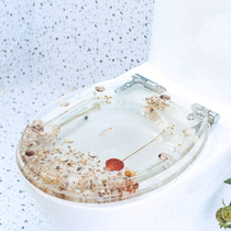 Transparent resin toilet cover Universal toilet seat cover thickened slow down cushioning mute color solid toilet ring true dry flower