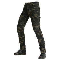 VOLERO locomotive anti-fall camouflage multi-bag tooling casual pants motorcycle jeans men four-season slow rebound