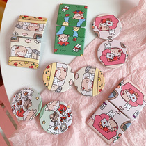 Mini creative portable makeup mirror cartoon mini portable small mirror girl sweet and cute portable creative round mirror