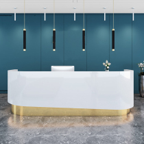 Company office front desk reception desk painted curved creative bar counter simple modern beauty salon front desk reception desk