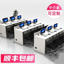 中介办公桌房产接待台销售职员桌办公家具员工长条咨询服务前台桌