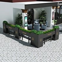 Commercial street outdoor Wrought iron flower box Rectangular combination partition flower groove Creative pendulum green fence partition flower bed