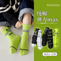 Childrens socks spring and autumn boy pure cotton autumn autumn autumn winter middle-tube winter grand child sports socks
