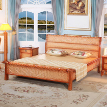 Indonesian rattan bed 1 8M Real plant rattan woven bed Rattan art bed Double single bed Solid wood bed 1 5M Rattan bed Hotel