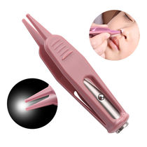 Newborn baby luminous Booger clip Baby Tweezers Childrens Nostrils cleaner Special seat belt light tweezers