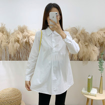 Pregnant women shirt 2021 Spring and Autumn long sleeve professional wear fashion White size loose OL overalls bottoming shirt