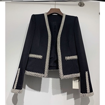 2021 European station temperament suit jacket women slim body thin heavy industry order beads coat women wild wear small fragrance tide