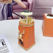 Nordic toothpick box personality creative toothbox household living room press type automatic toothpick storage box toothpick jar