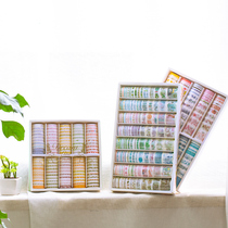 100 rolls of hand account tape and paper tape color characters cute raw hand landscaping film account material blind box set