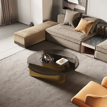 Italian Tempered Glass Round Tea Table Home Living Room Tea Table Minimalist Designer Creative tea table Ins light extravaganza