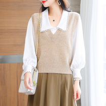 Knitted Vest Women spring and autumn 2021 New 100 pure woolen sweater vest