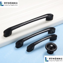 Cabinet door handle dumb black American cabinet wardrobe kitchen drawer shoe cabinet single hole pull ring modern simple black handle