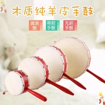 Childrens newborn rattle baby old toys 3 months wooden traditional hand shake drum Chinese style early education
