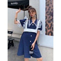 2021 New temperament comfortable Lotus flared flared sleeve shirtdress Women summer long Tibetan plaid dress dress women