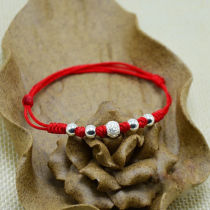 Anklet Woman 2021 New Flush Rope 925 Sterling Silver Red Ankle Bracelet Anklet Couple Model Honmei Year Handmade