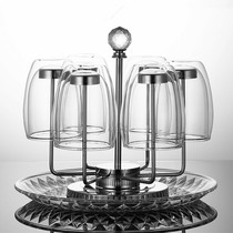 Cup holder 304 stainless steel rotating Cup shelf rack creative glass cup holder hanging Cup drain household storage