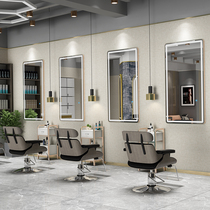  Barbershop mirror Net red beauty salon mirror with LED light wall mirror Hair salon special single-sided European hair mirror